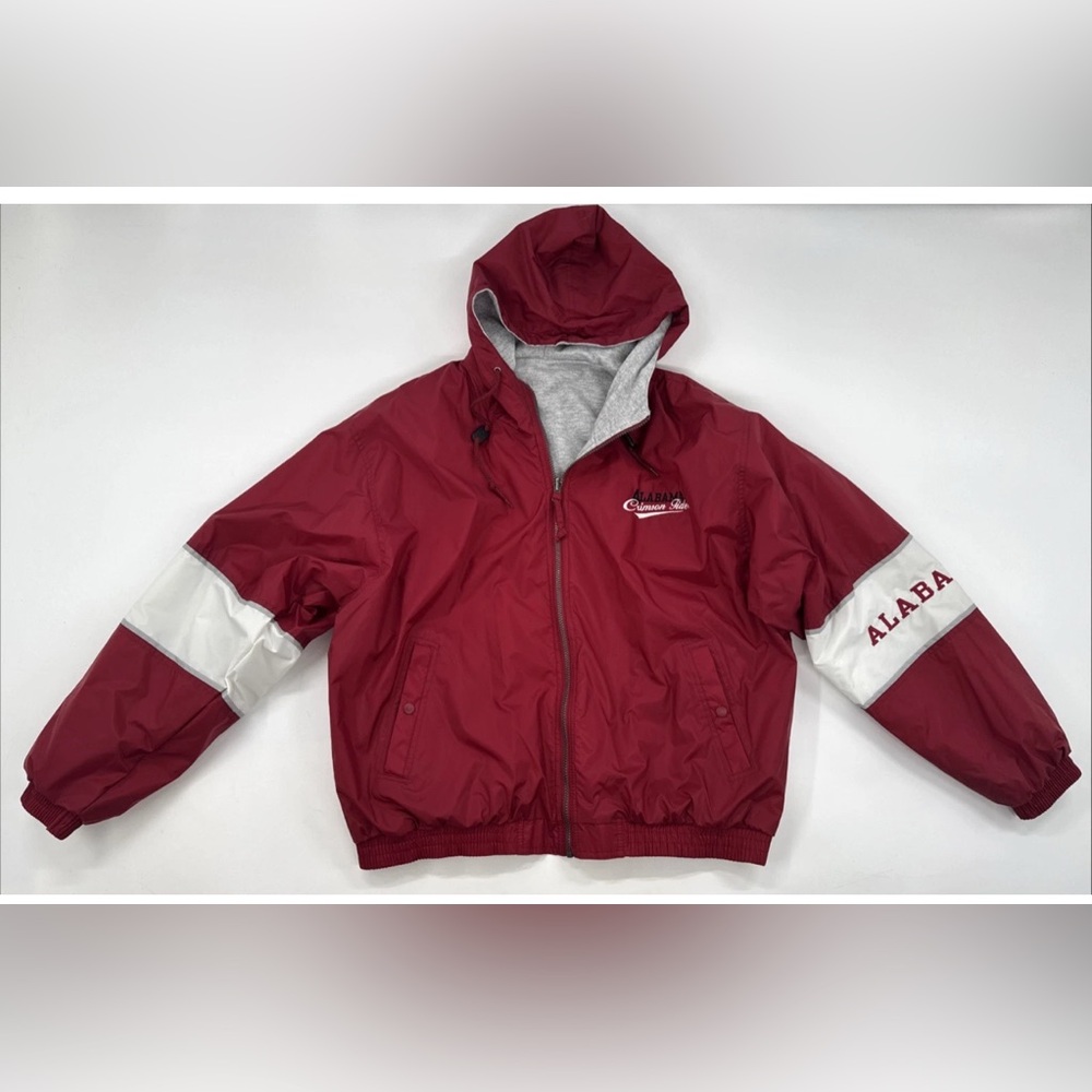 Vintage Alabama Crimson Tide Mens XL Reversible Jacket Hooded Windbreaker Lined